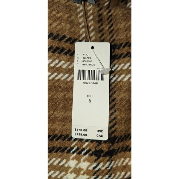 NWT Anthropologie Strapless Belted Midi Dress $178 SIZE 6 Brown PLAID Wool - Picture 5 of 5